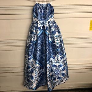 Blue Pattern Dress with Pockets
